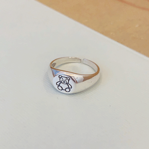 (925 silver) bear ring