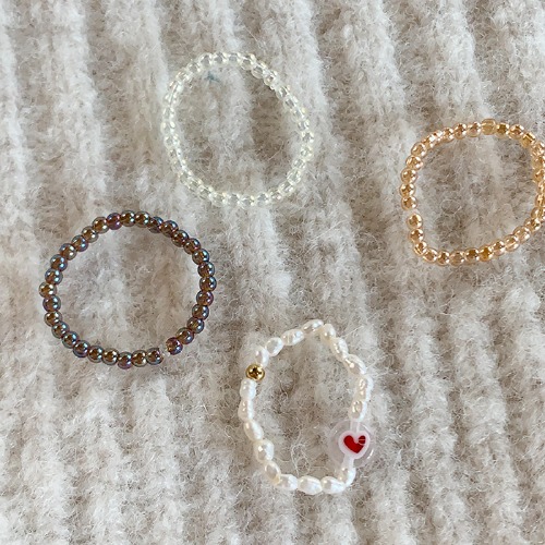 winter simple beads ring -4type